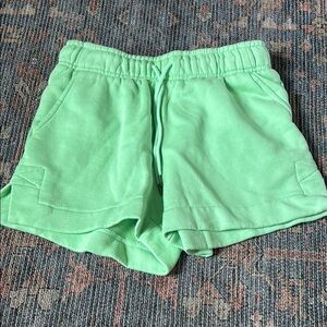 neon green comfy shorts.